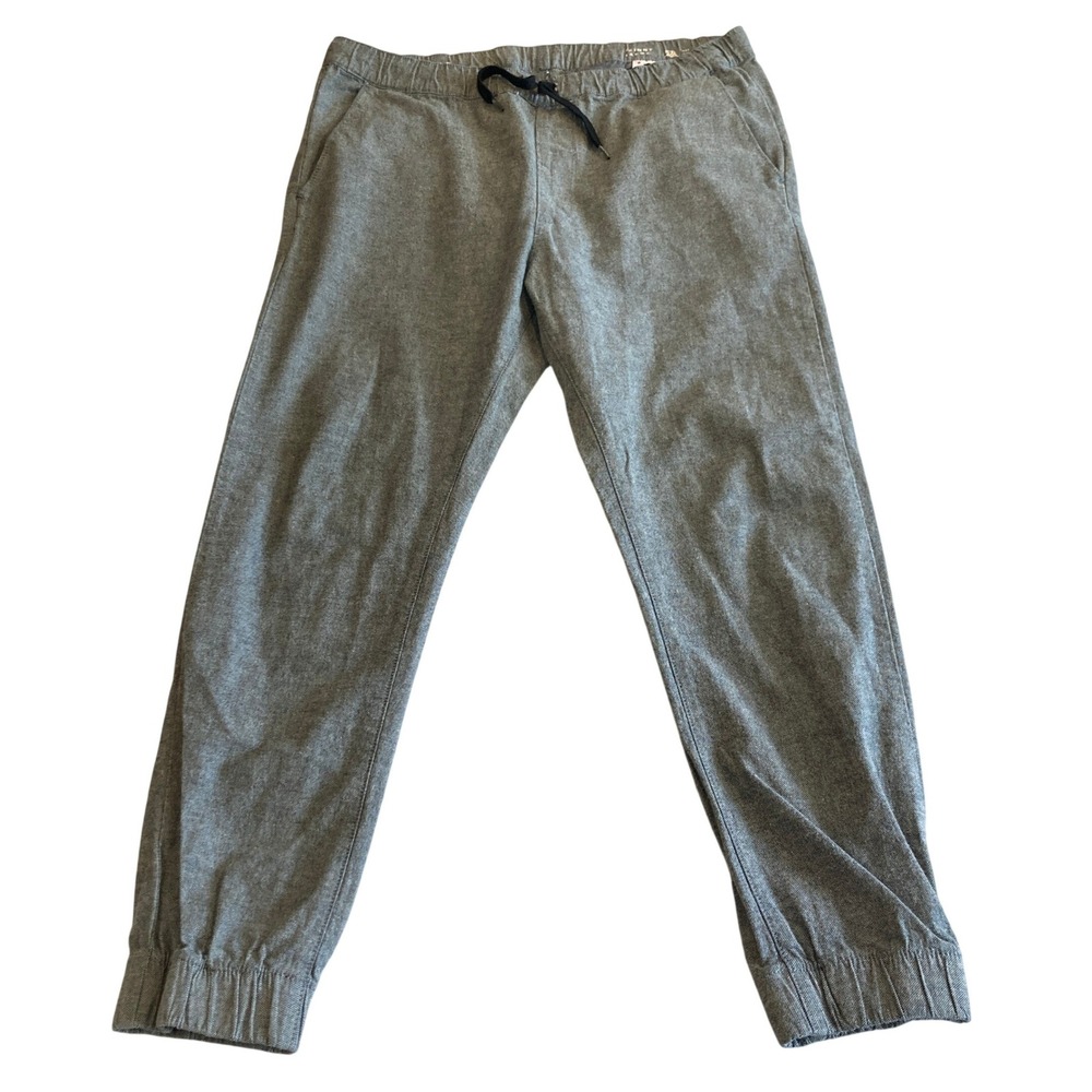 Bullhead Denim Co Mens Large Skinny Joggers Grey Chambray Stretch Pants